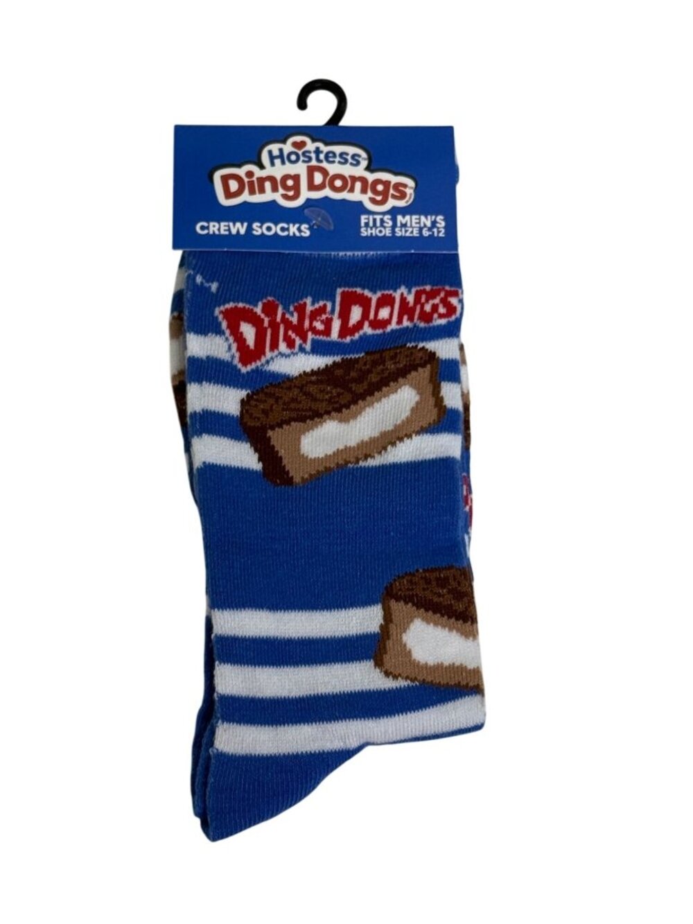 Snack Cake Crew Socks Mens 6-12 Blue Novelty Dessert Food Socks NWT
